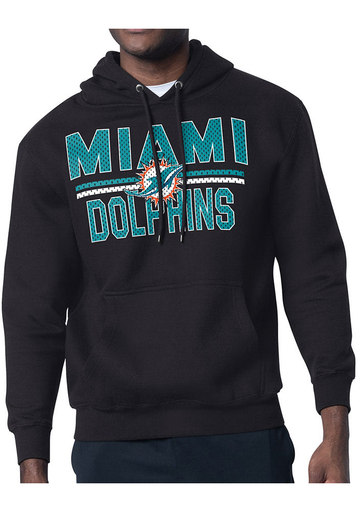 Starter Miami Dolphins Mens BLACK Mesh Logo Hoodie - 43443624
