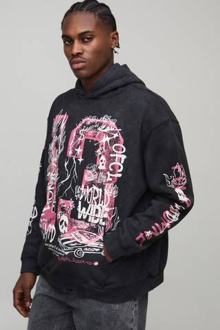 Hoodies & Sweatshirts | Oversized Angel Graphic Hoodie | boohooMAN