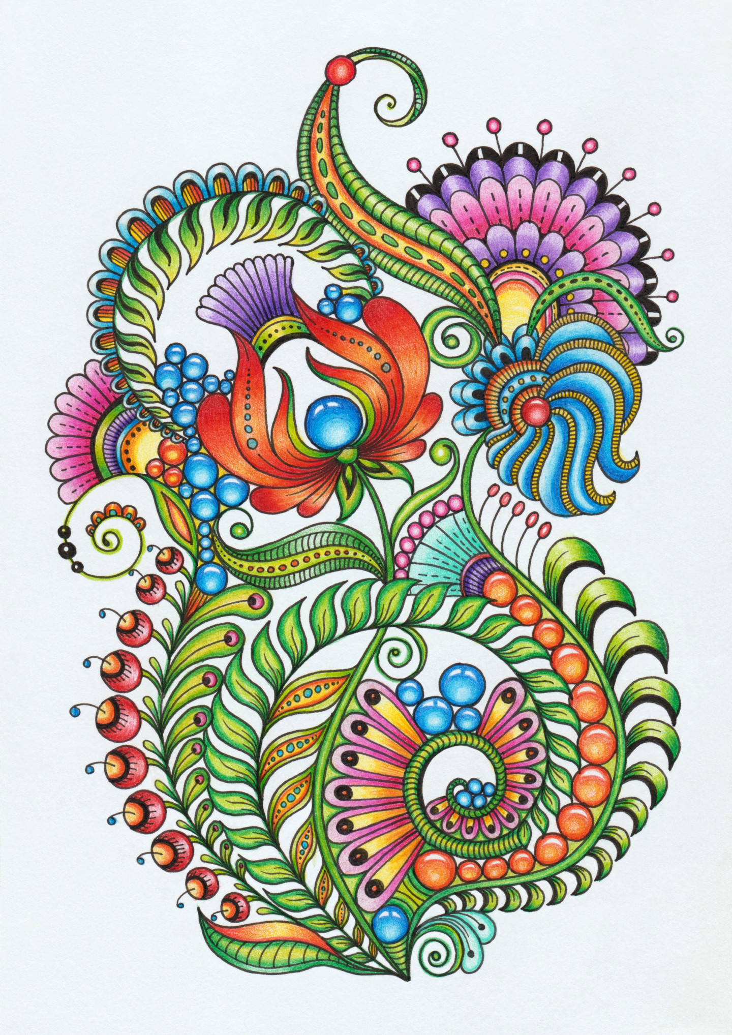 Orange Flower_Zentangle Magical Flowers_, Drawing by Viktoriya