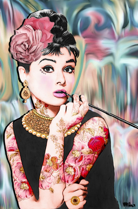 Audrey Hepburn Beautiful Forever, Digital Arts by Maria Mata
