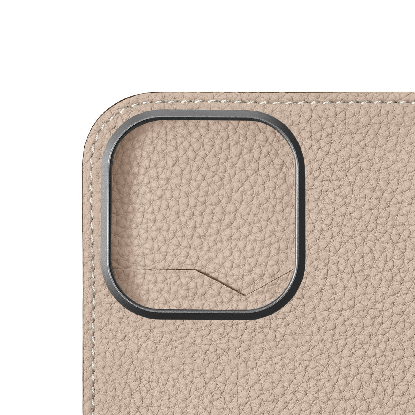 ダイアリーケース(iPhone 16 Pro)シュリンクレザー グレージュ