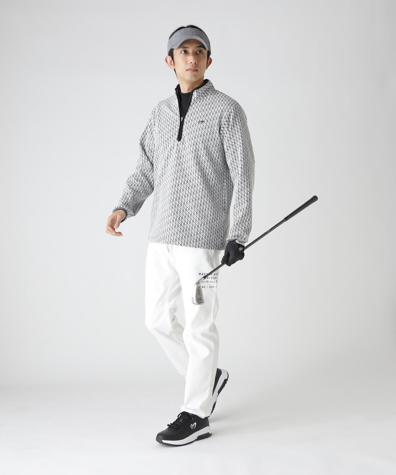 幾何柄起毛ジャガードハーフジップアップカットソー | MASTER BUNNY