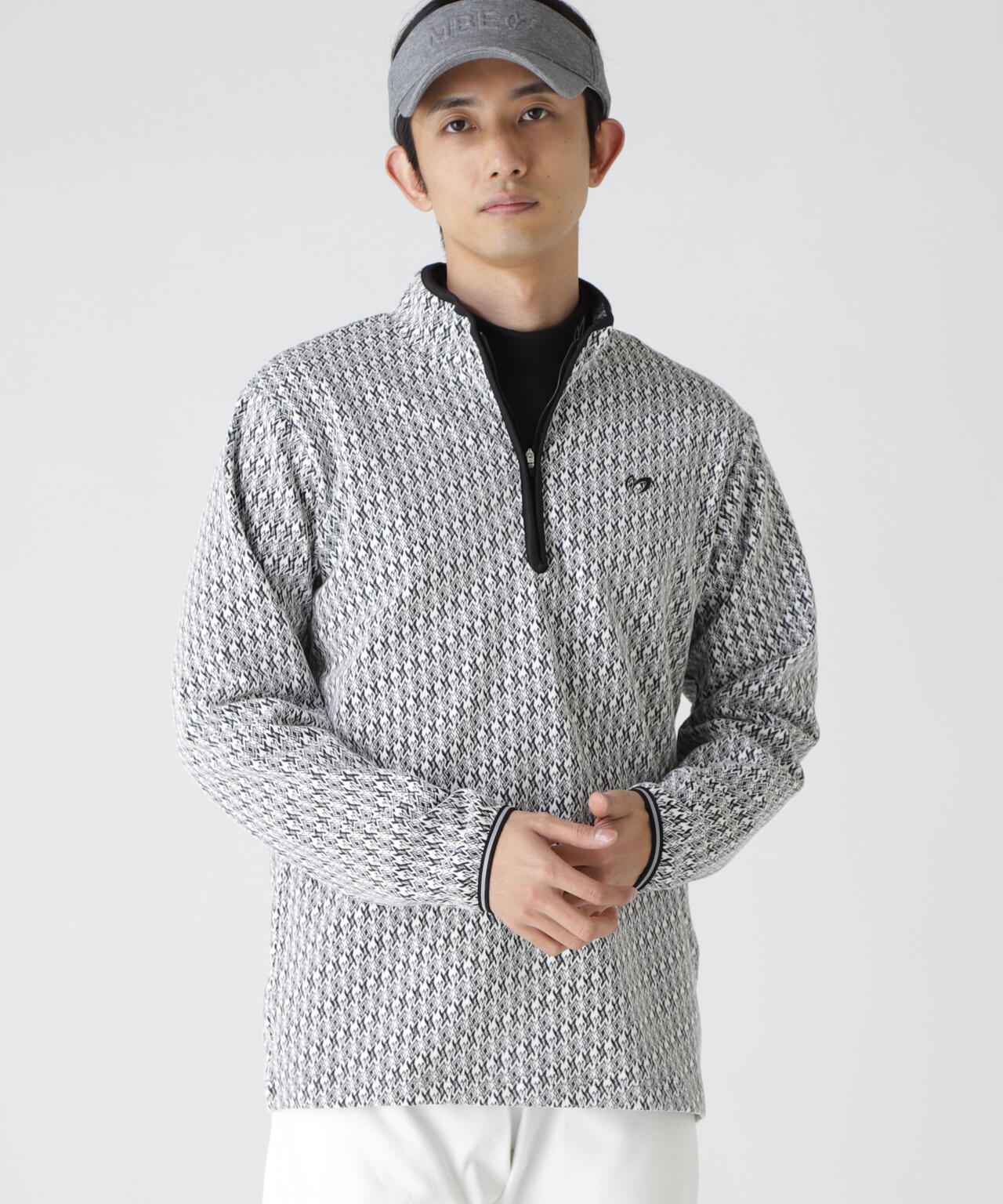 幾何柄起毛ジャガードハーフジップアップカットソー | MASTER BUNNY