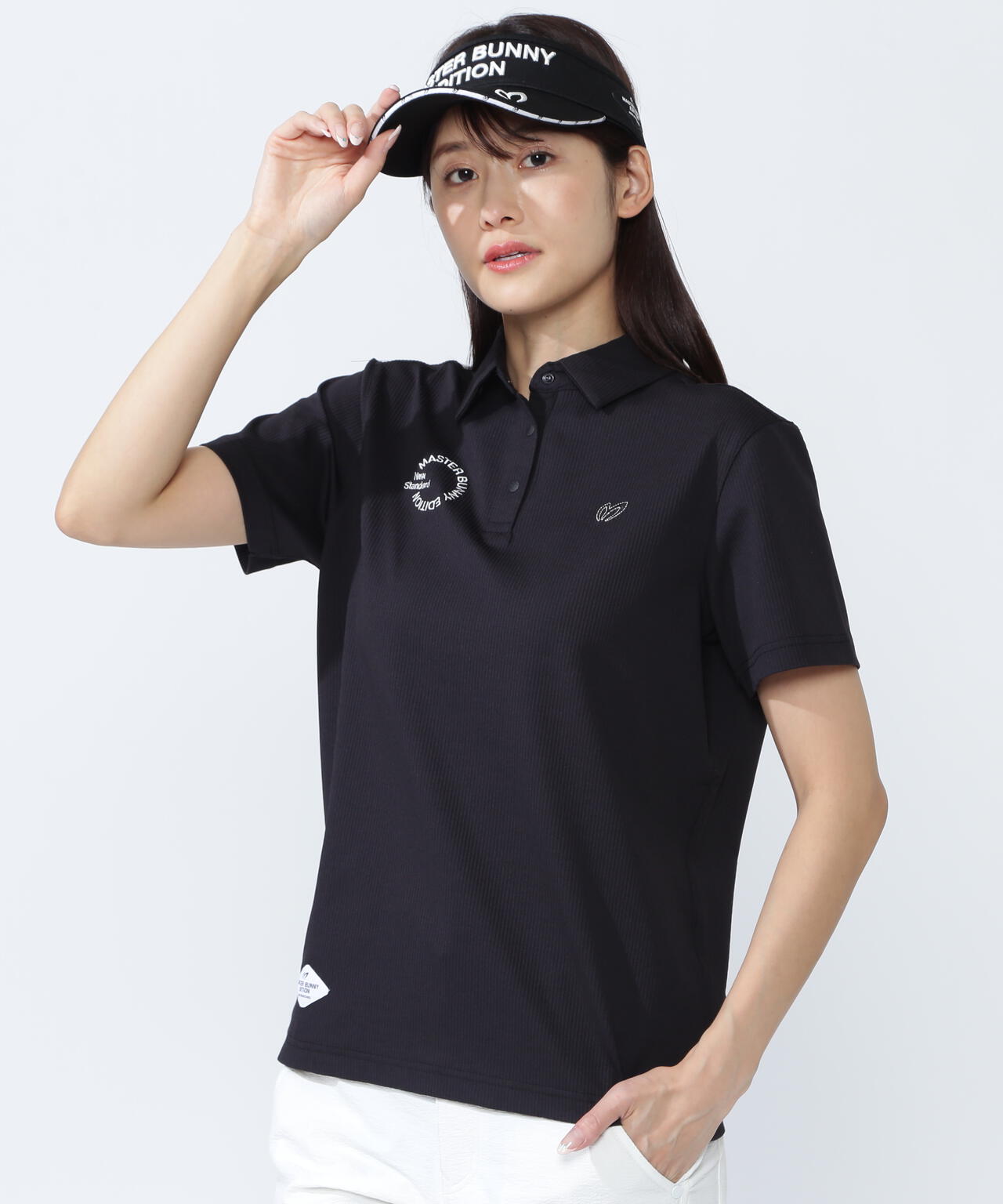 ストライプサッカー4WAYストレッチ半袖ポロシャツ | MASTER BUNNY