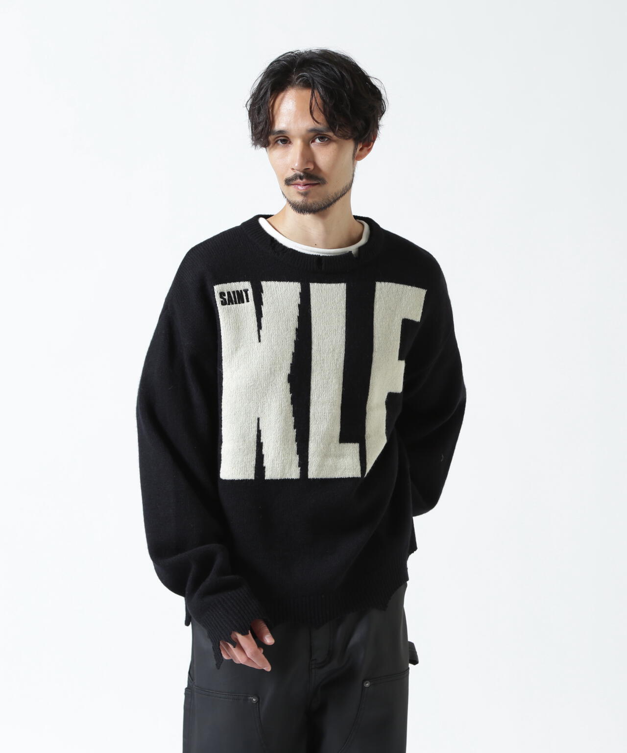 SAINT MICHAEL/セントマイケル/KLF CREW NEECK KNIT/KLF/BLACK | ROYAL