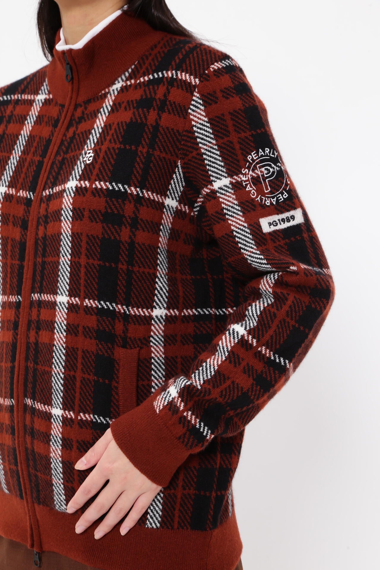 カシミヤ天竺 フルジップニットジャケット ＜CHECKシリーズ＞ | PEARLY