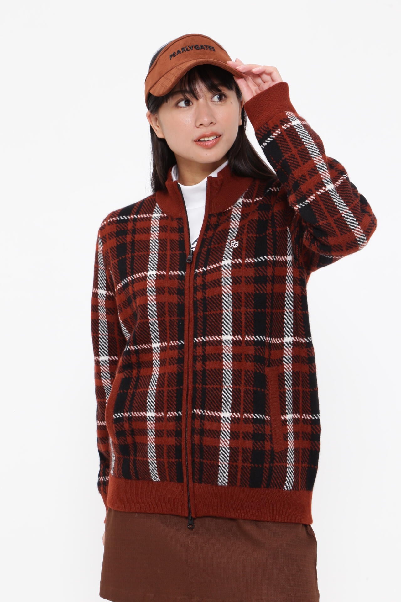 カシミヤ天竺 フルジップニットジャケット ＜CHECKシリーズ＞ | PEARLY