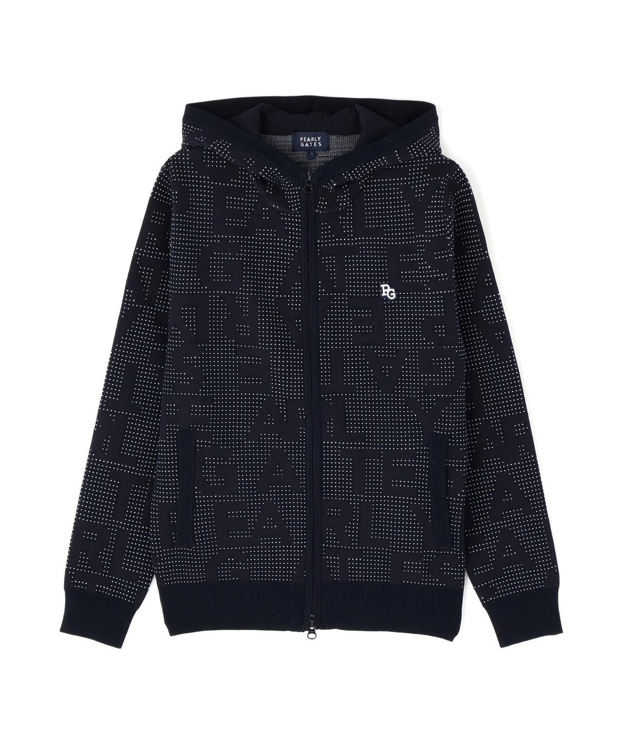 12Gダブルジャガードロゴ総柄フルジップニットフーディ | PEARLY GATES