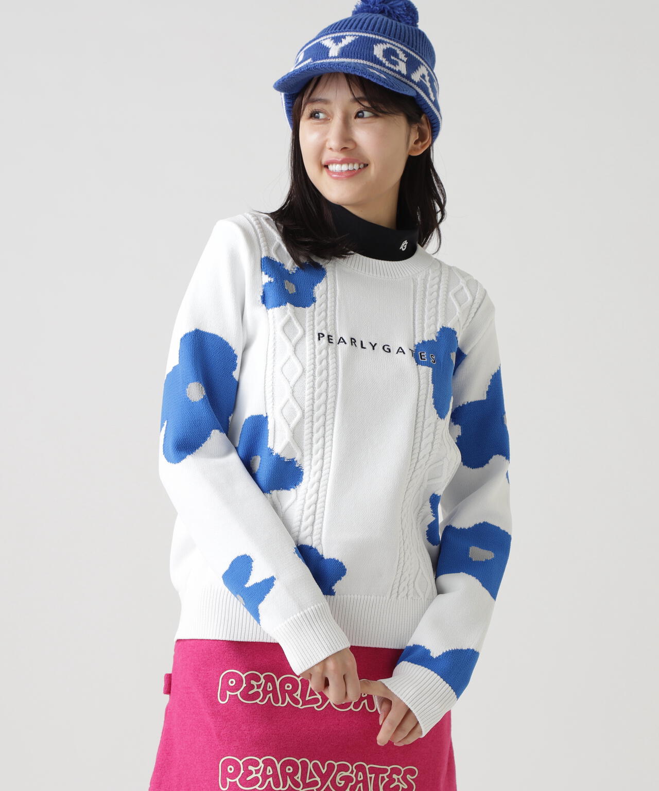 アラン柄×インターシャ クルーネックニットプルオーバー ＜ランダム