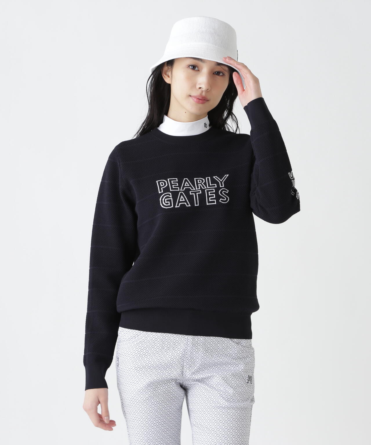 PG is PG ロゴジャガードクルーネックニットプルオーバー | PEARLY