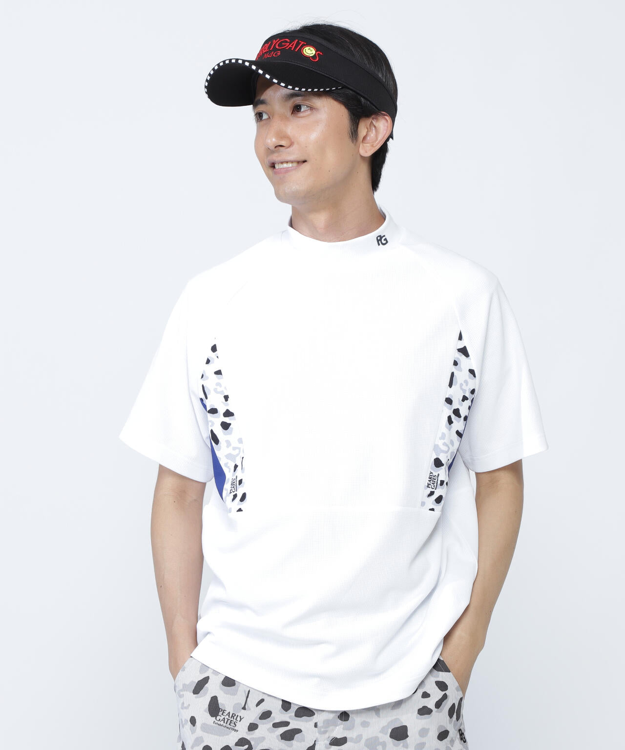 アクアツイストドットメッシュ半袖モックネックカットソー | PEARLY