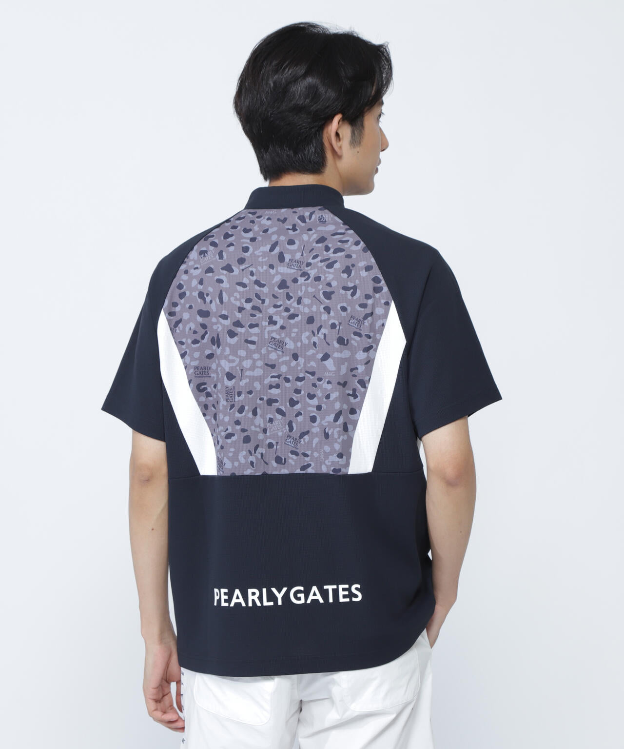 アクアツイストドットメッシュ半袖モックネックカットソー | PEARLY