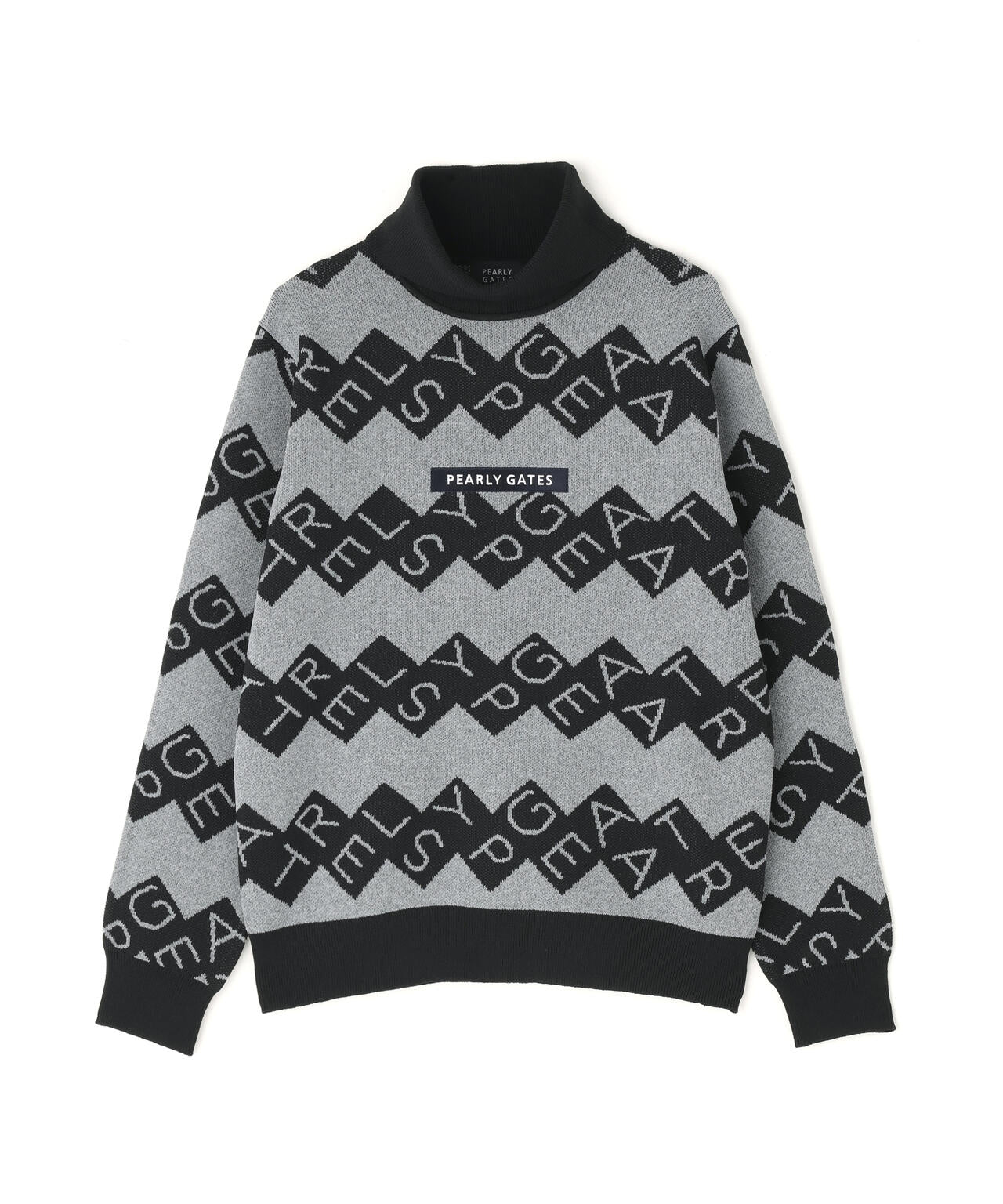 ダブルJQロゴギザボーダー柄タートルニットプルオーバー | PEARLY