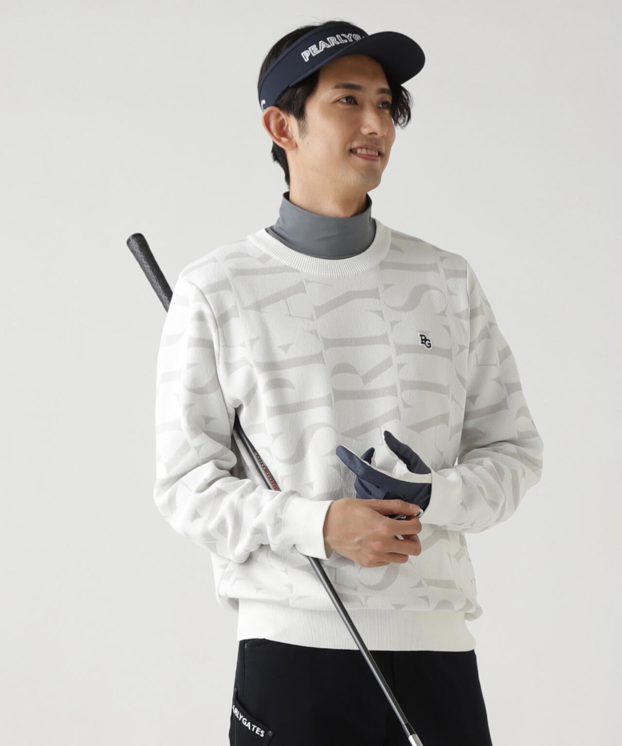 ダブルJQロゴ総柄クルーネックニットプルオーバー | PEARLY GATES