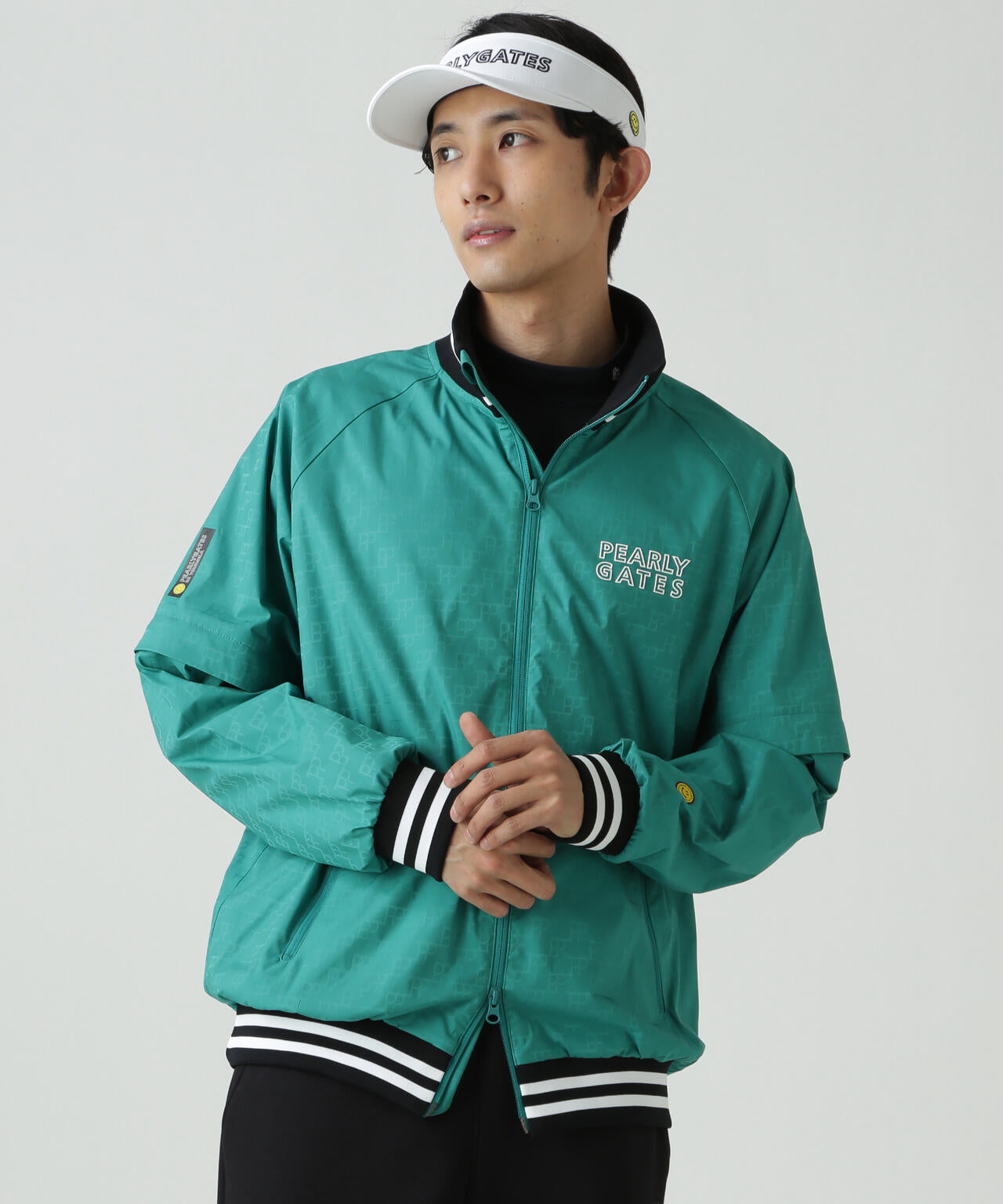 PG is PG ロゴジャガードポリエステルタフタジップアップブルゾン