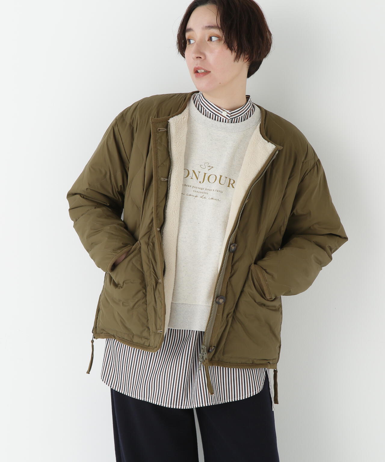 ≪TAIONコラボ≫リバーシブルボアダウンブルゾン | human woman