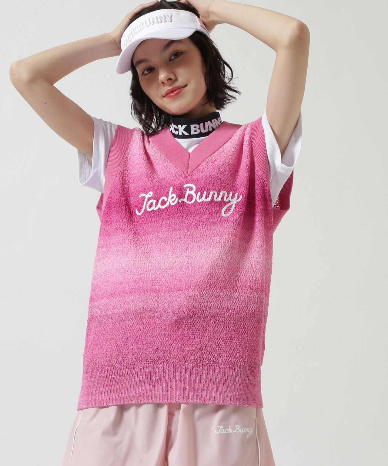 カノコ編みPEVネックニットベストプルオーバー | Jack Bunny