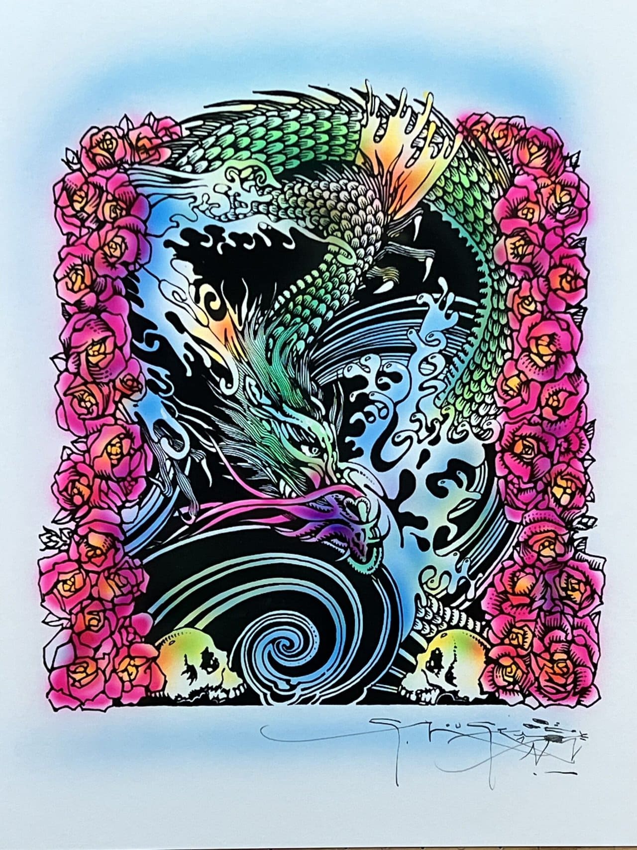 FREEHAND DRAGON - Airbrushed Giclee - Mouse Studios