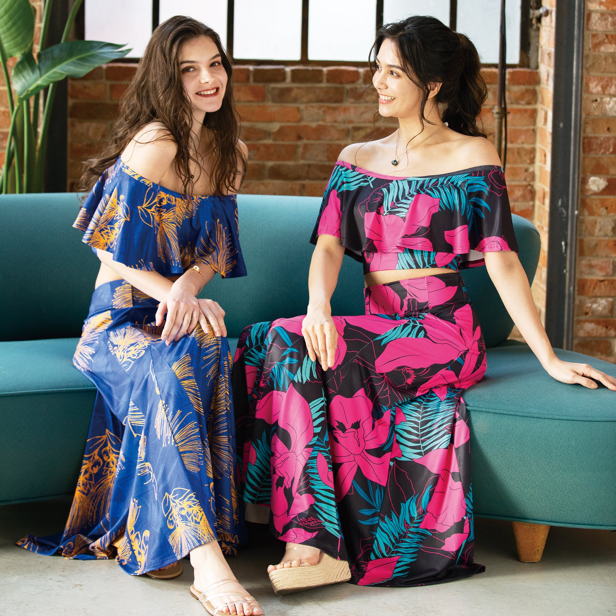 フリルトップス＆マーメイドスカートセットアップ（カトレアロサード