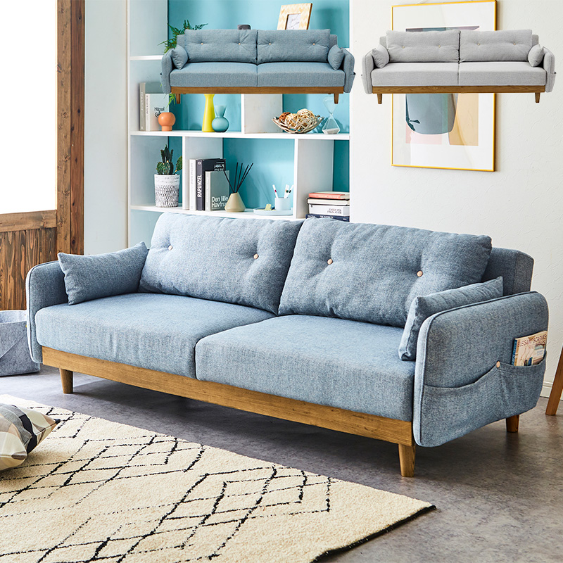 □【関家具】ソファベッド ノイン ファブリック 幅198×奥行100×高さ