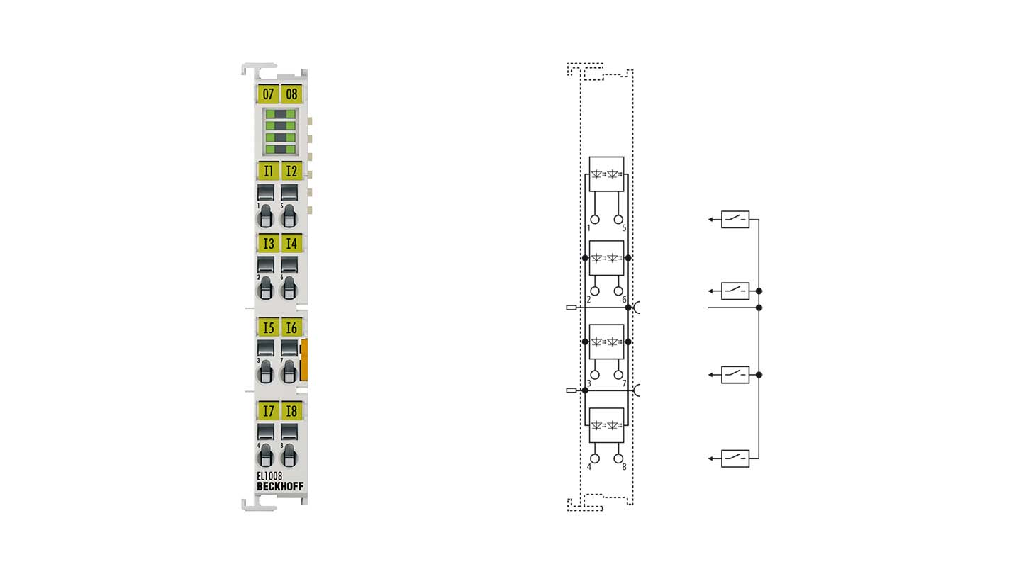EL1008 | EtherCAT Terminal, 8-channel digital input, 24 V DC, 3 ms