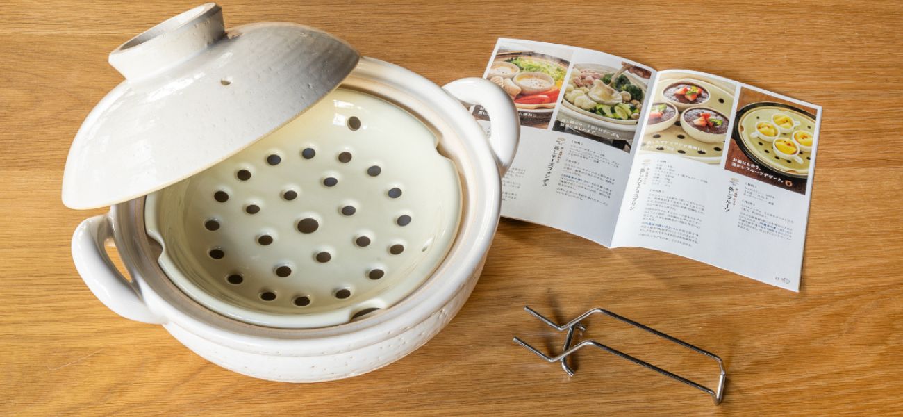 長谷園公式通販］ヘルシー蒸し鍋 白