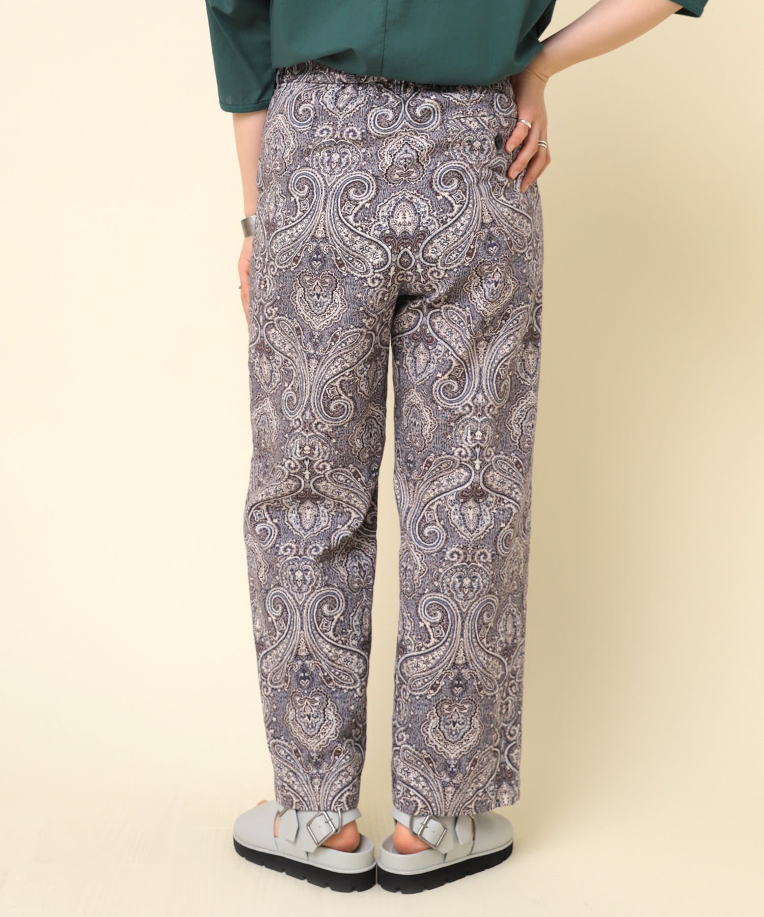 R4203 フクレJQゴブランペイズリーパンツ(M グレーブルー): パンツ