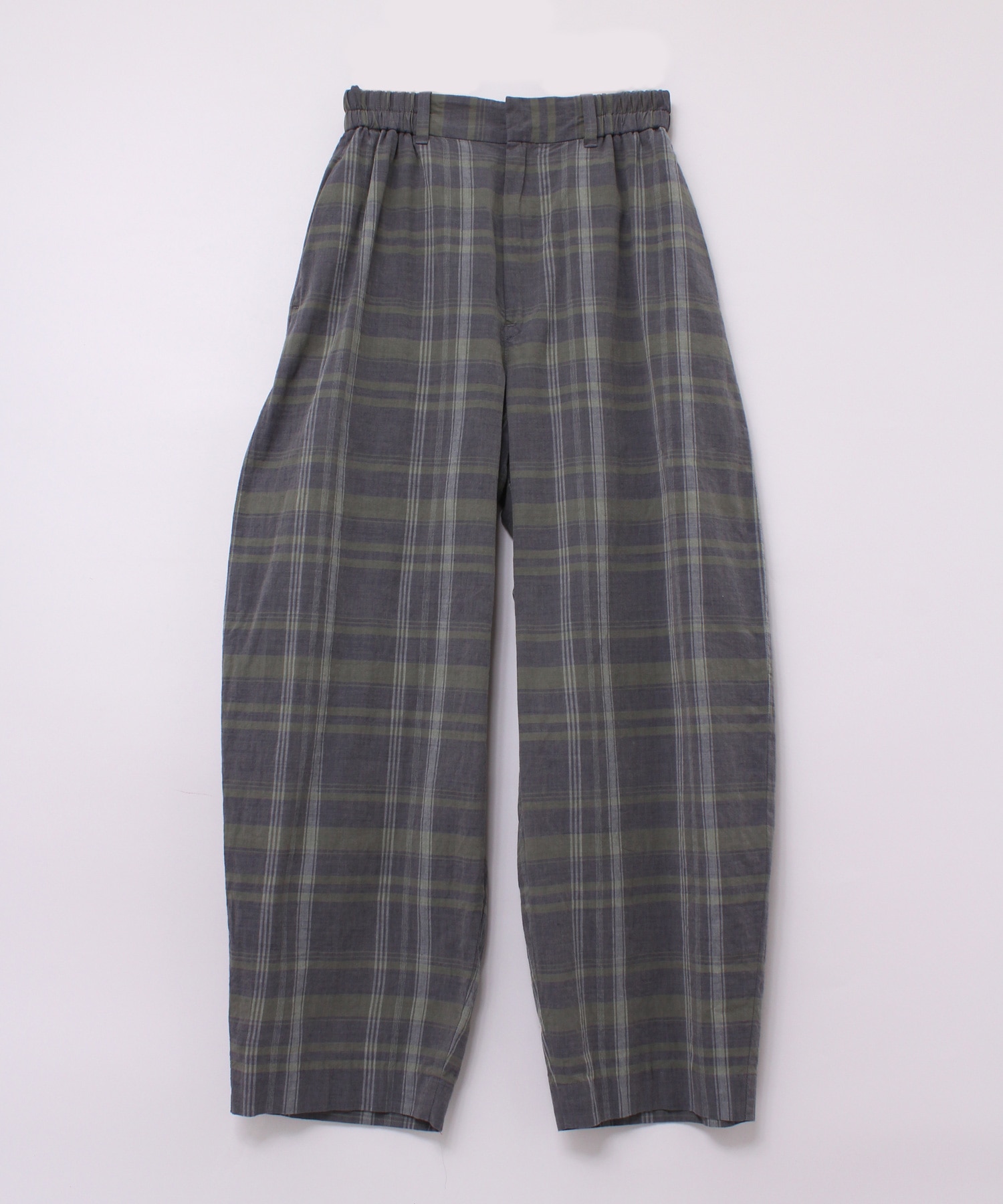 R4057 40/-ムラ糸コットンチェックパンツ(M グリーン): パンツ - RNA