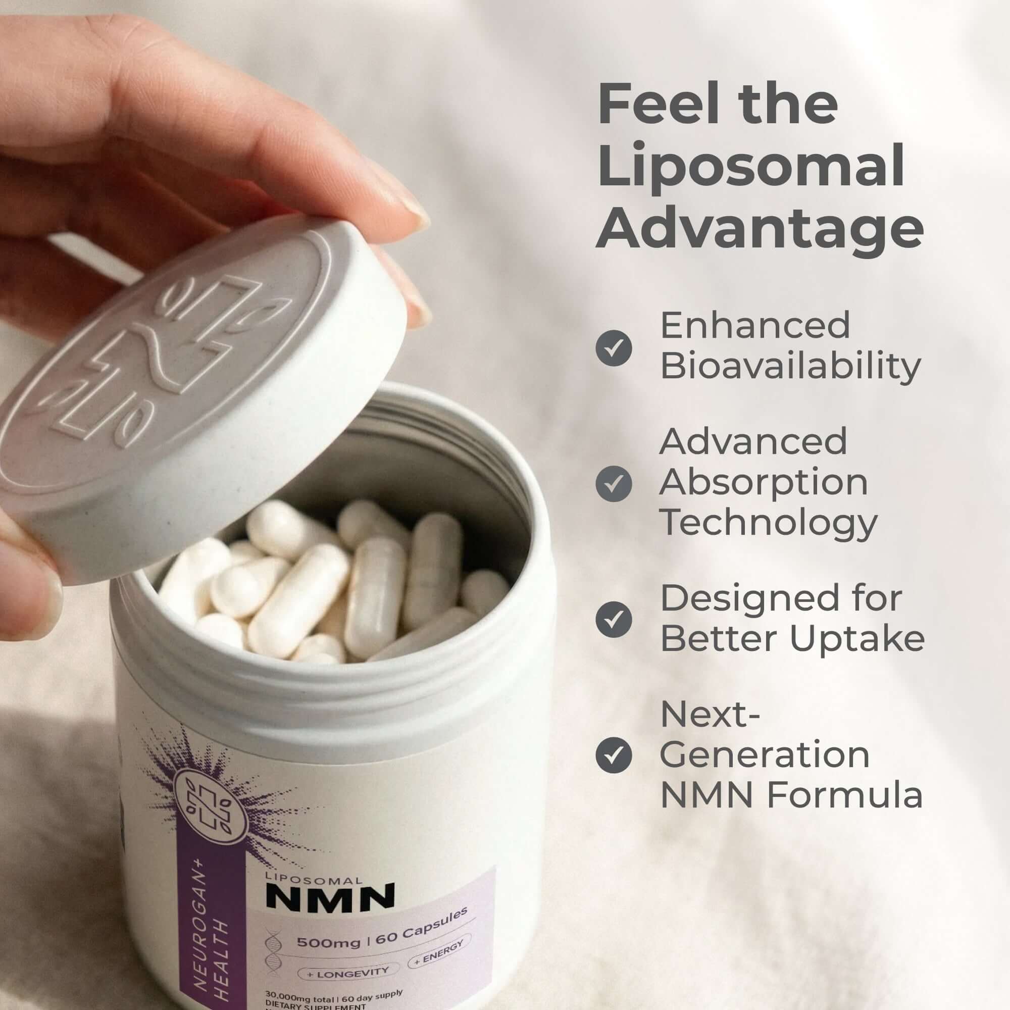 Liposomal NMN Capsules 700mg, 60ct | Max Absorption, Aging