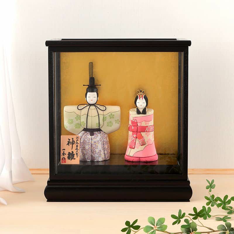 雛人形 コンパクト 一秀 ひな人形 木目込人形飾り ケース飾り 親王飾り