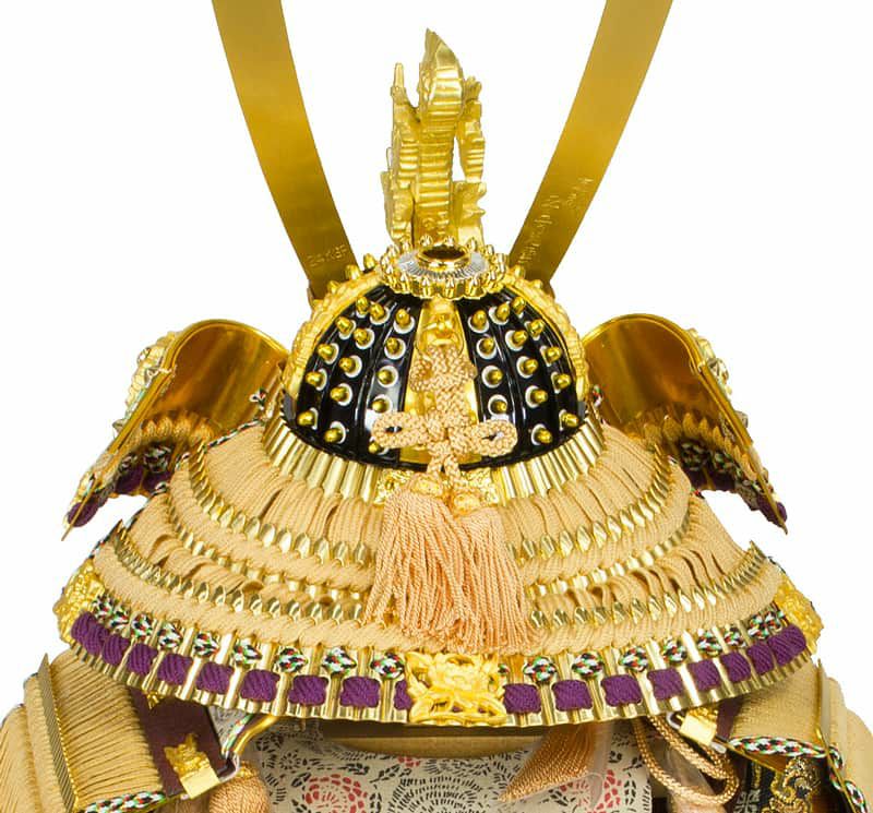 五月人形 鎧平飾り 鎧飾り 平安光雲作 京製 大鎧 金箔押小札 正絹 山吹