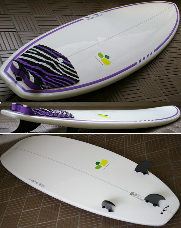 初心者におすすめ THREE WEATHER PERFORMER-EGG中古ショートボード 6`6