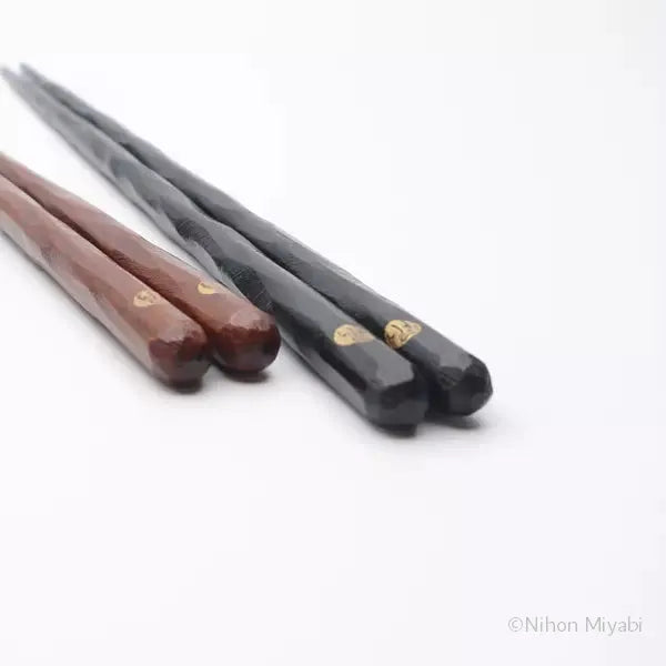 夫婦箸 前途洋々 夫婦セット（けずり箸黒赤）台紙ver. 桐箱入り 兵