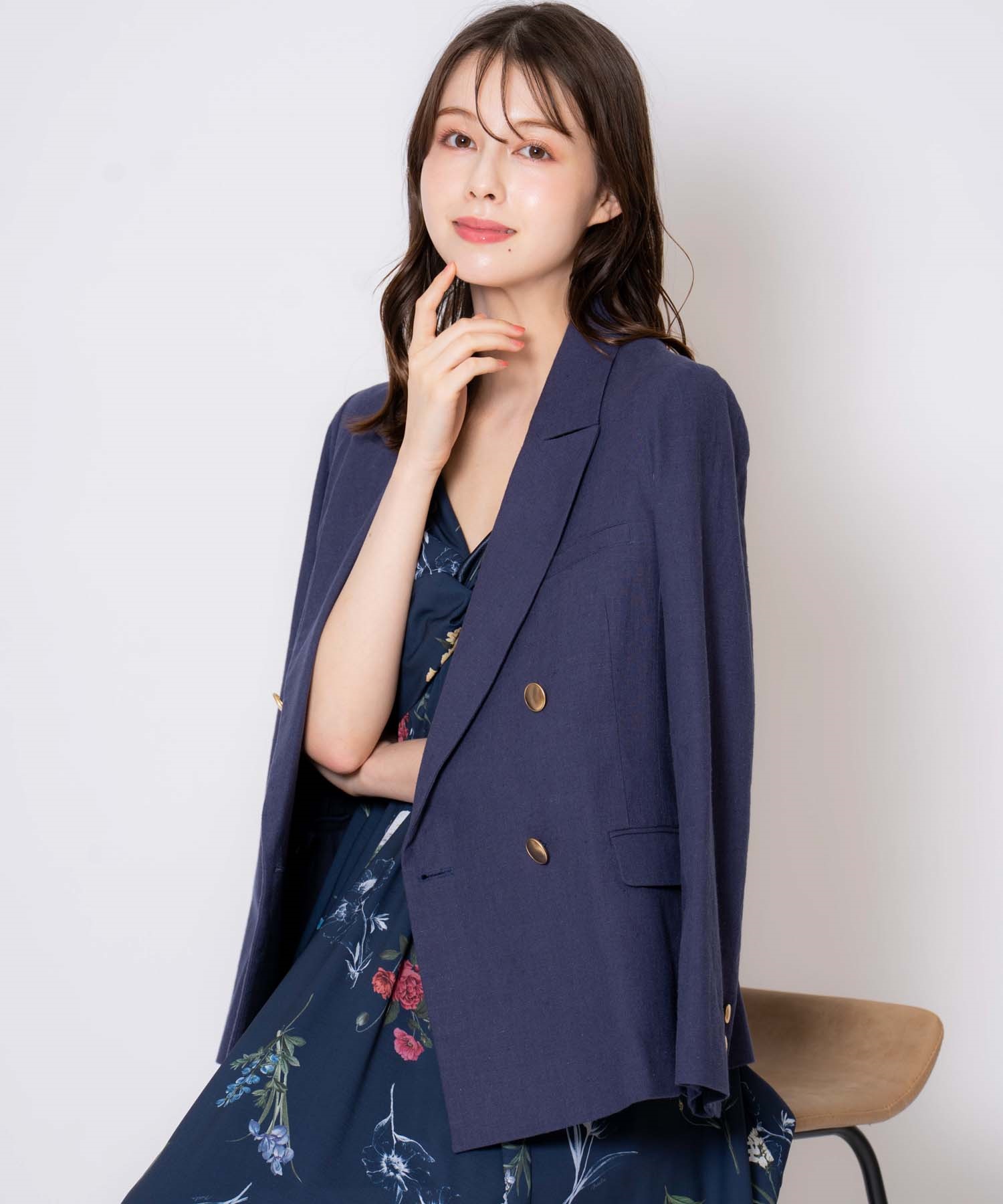 リネンゴールドボタンダブルジャケット | ジャケット | NOELA OFFICIAL