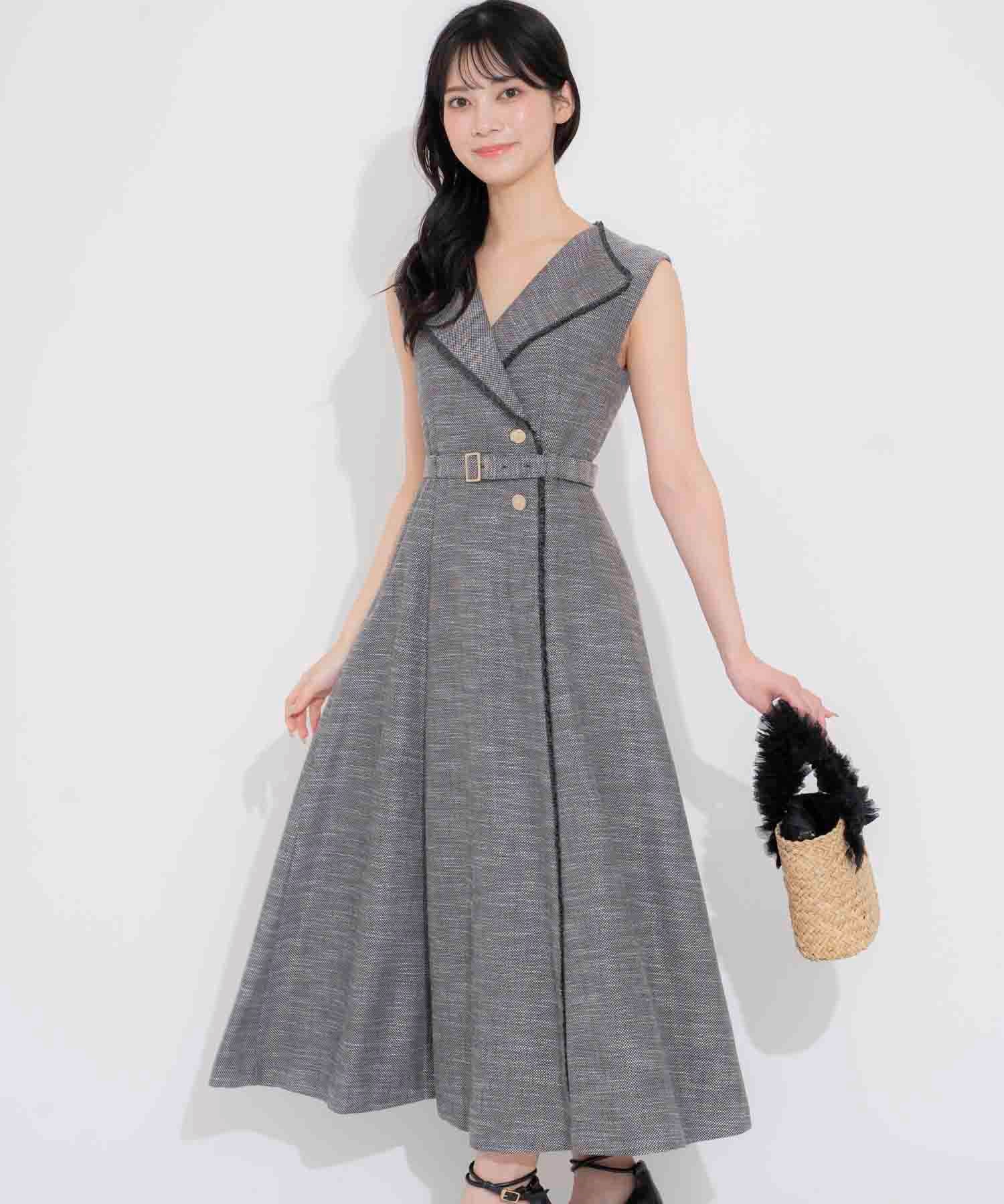 SSサイズあり】フリンジサマーツイードワンピース | ロングワンピース