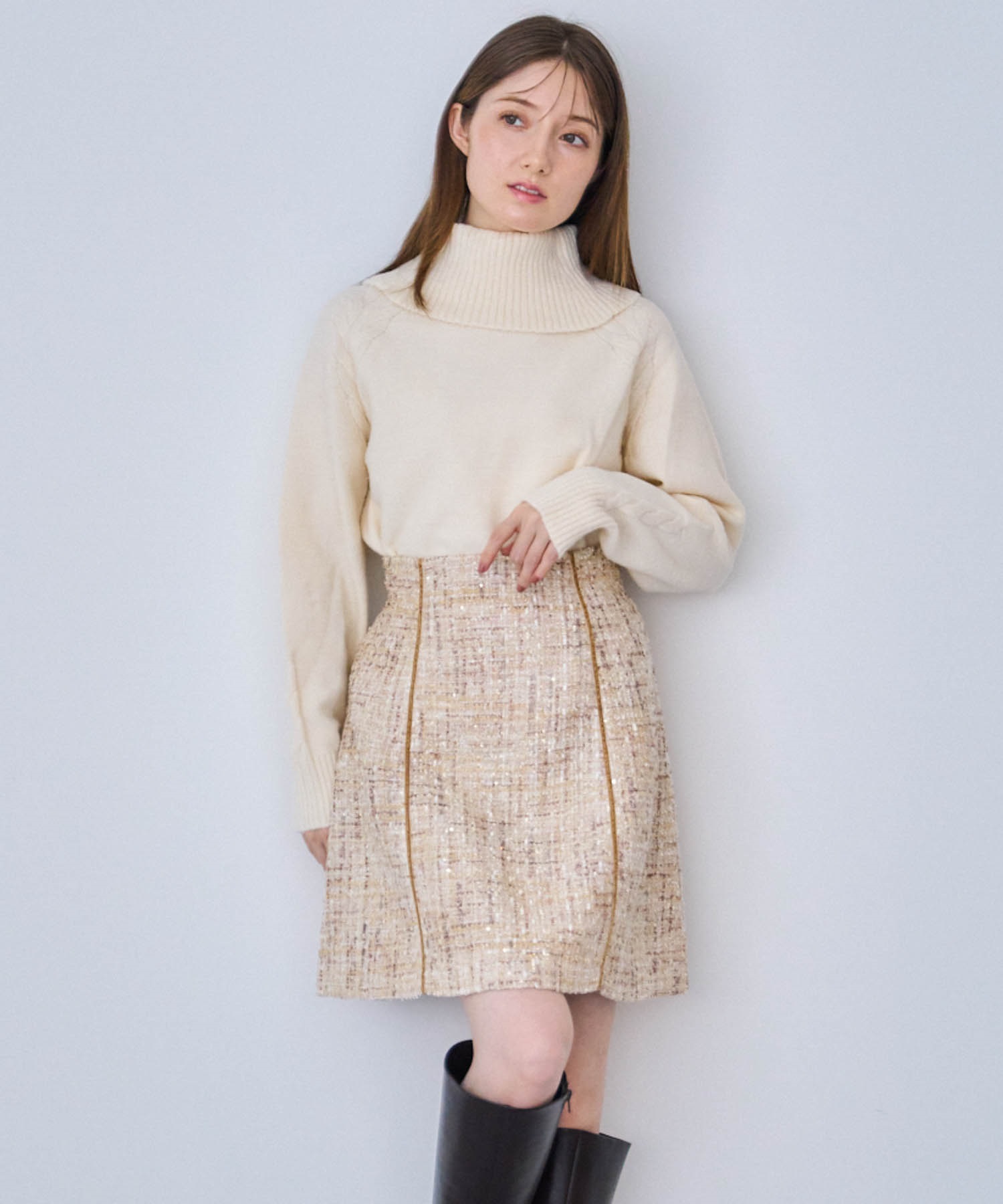 ベロアラインツイードミニスカート | タイトスカート | NOELA OFFICIAL