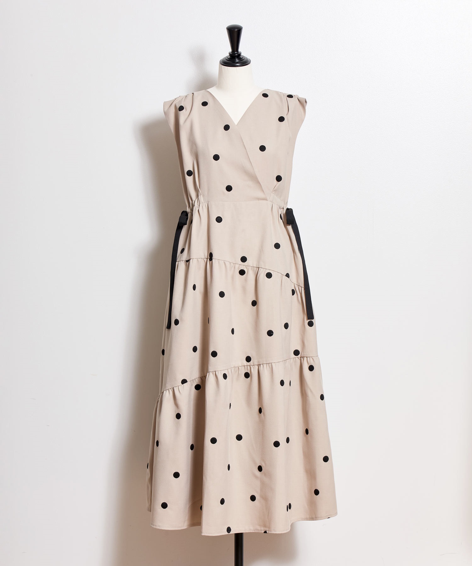 15周年】【SSサイズあり】リネンタッチドットワンピ | ロング