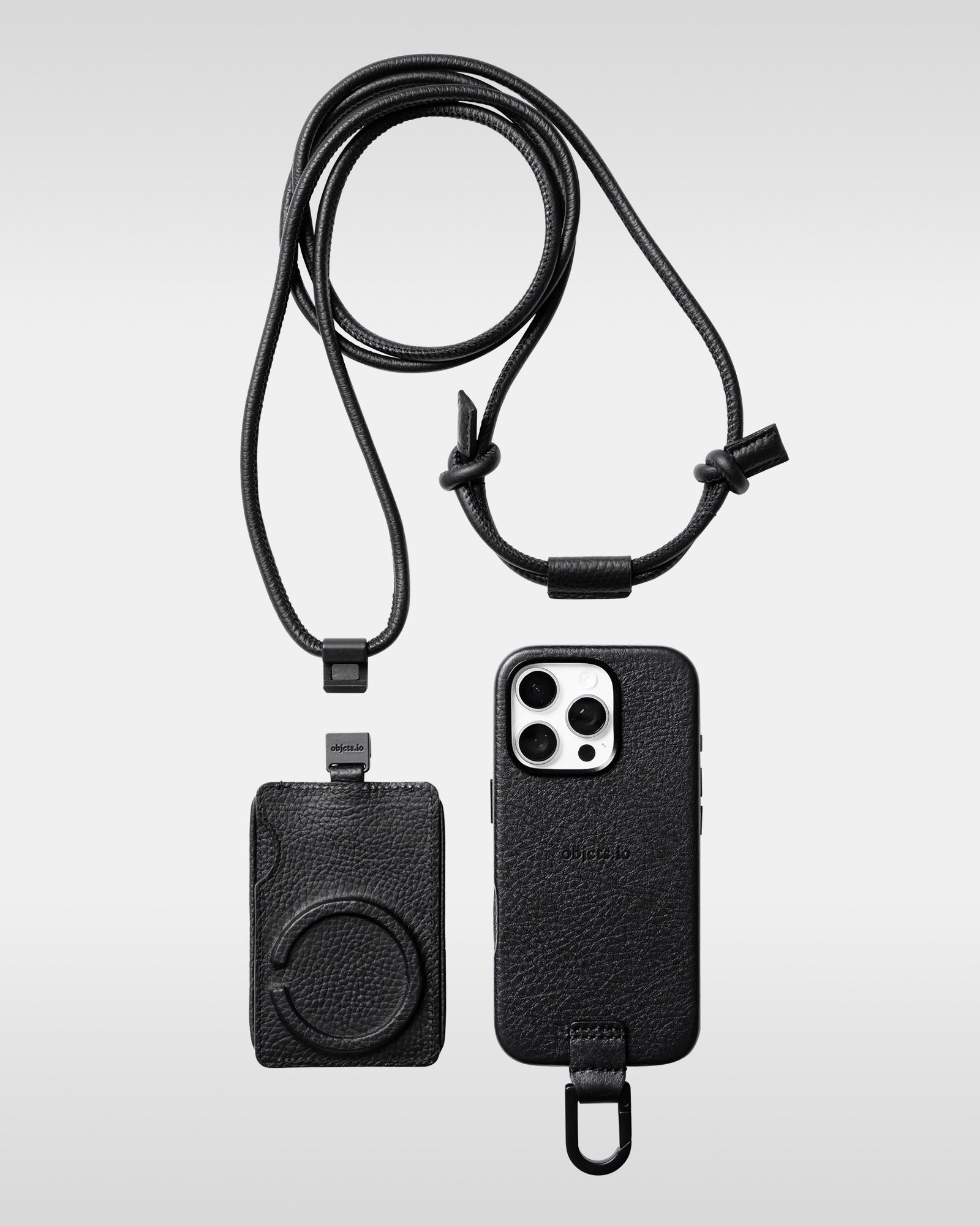 レザー製 iPhoneケース セット / 着脱可能ストラップ付スマホケース
