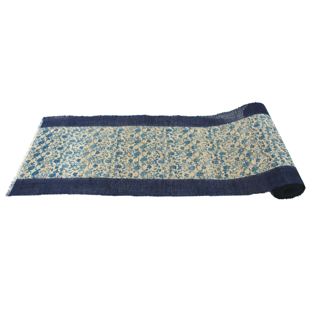 麻テーブルランナー 横段 花唐草 藍 | IONOストア