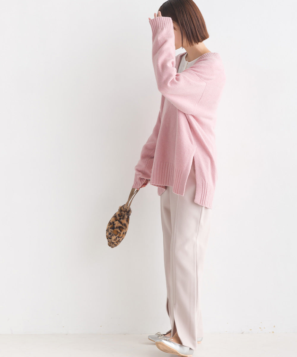 OMNES】もっちり深Vサイドスリットニット【1522-6106】