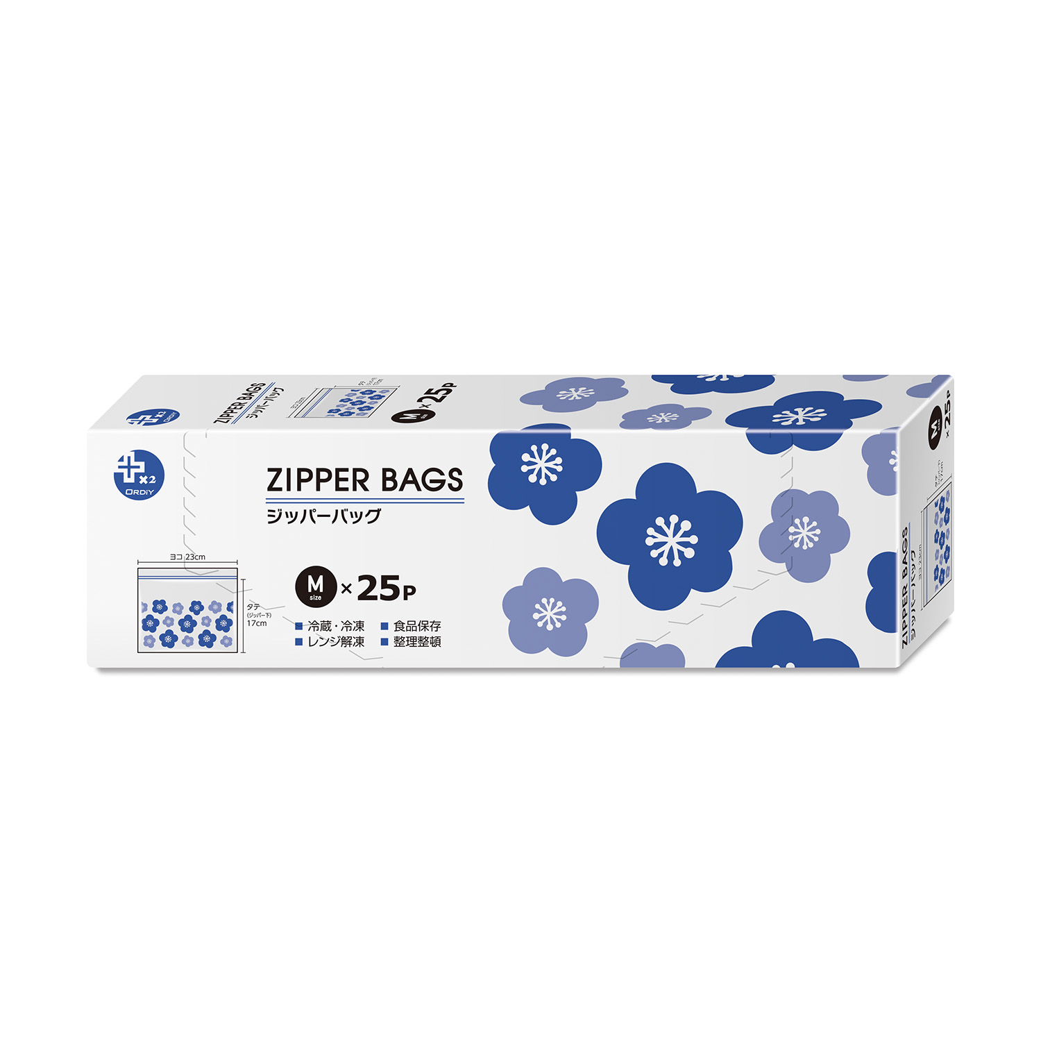 プラスプラス デザインジッパーバッグ M 01-25P | オルディ株式会社