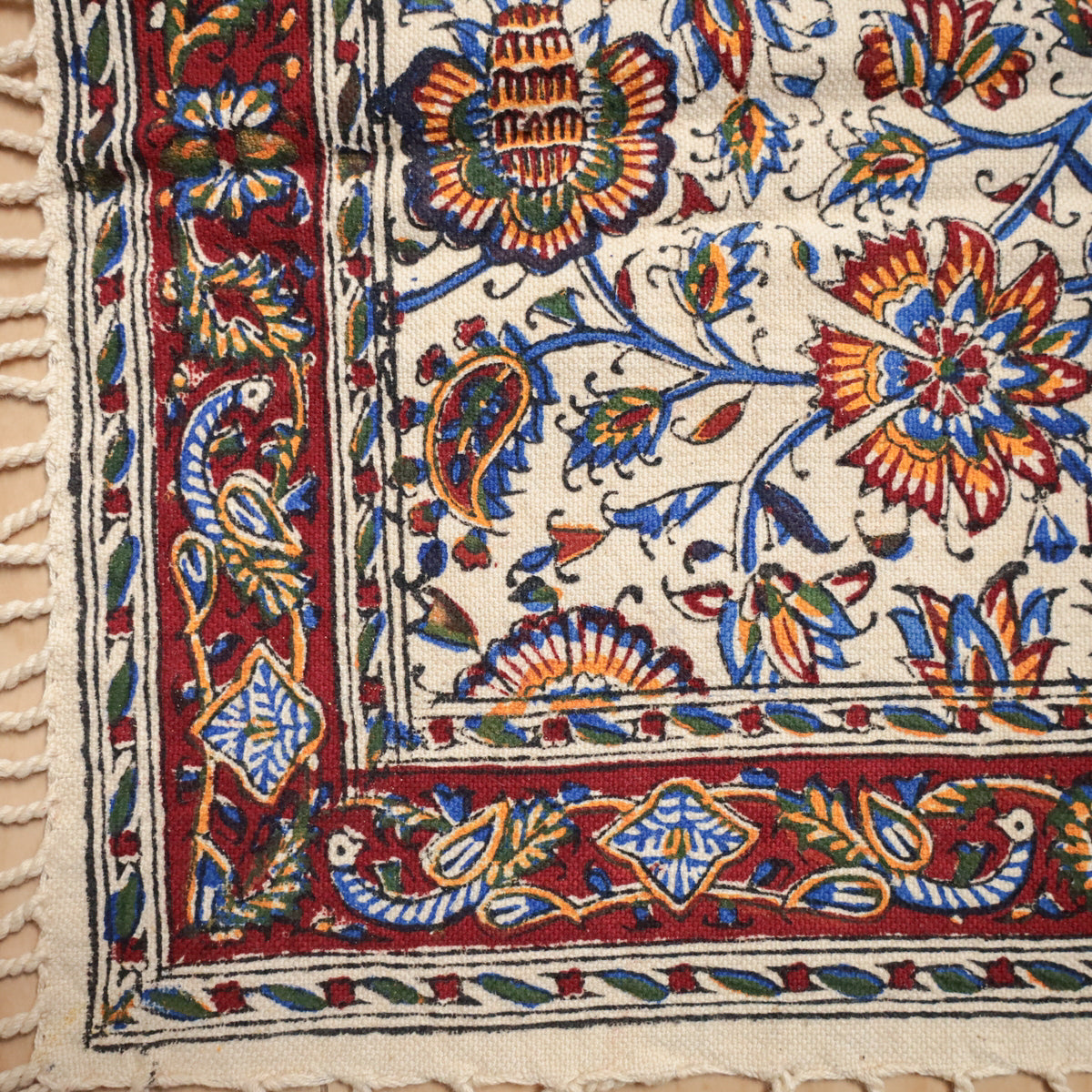 ペルシャ更紗・ガラムカール​ (イラン手染布) 40×40cm（GS-402