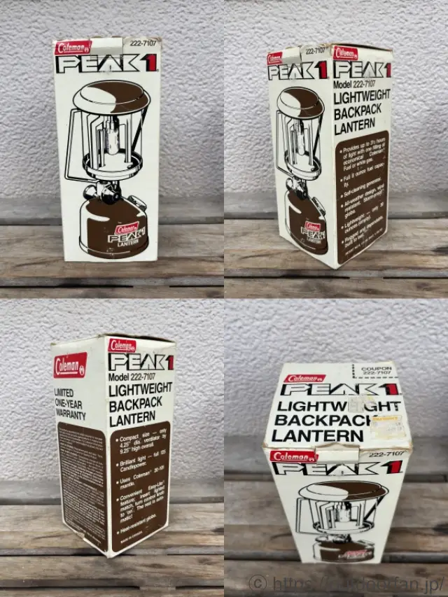未点火元箱入り】コールマン 222 茶 1/84製 NOS ピークワンランタン G2