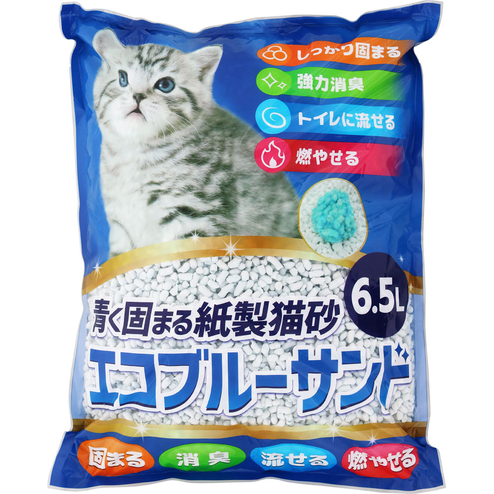 青く固まる紙製猫砂 エコブルーサンド｜ドラッグストアで買えるNID PB