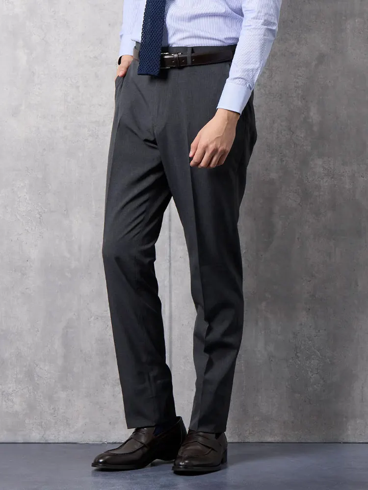 ネイビー GOODBIZ ノータックスラックス グレンチェック グレー