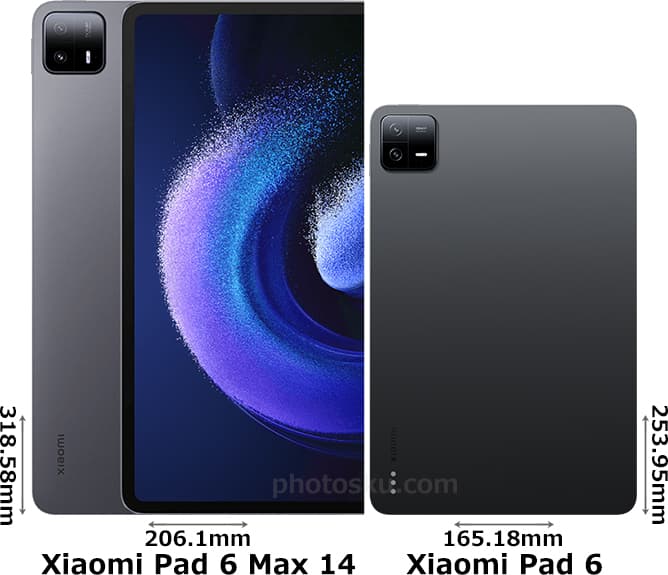 Xiaomi Pad 6 Max 14」と「Xiaomi Pad 6」の違い - フォトスク