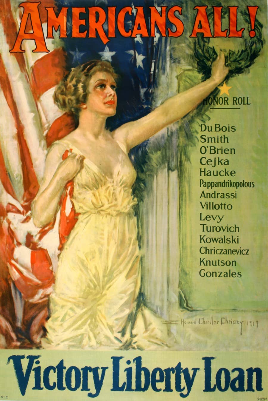 Americans All! Victory Liberty Loan Original Vintage WWI Poster by