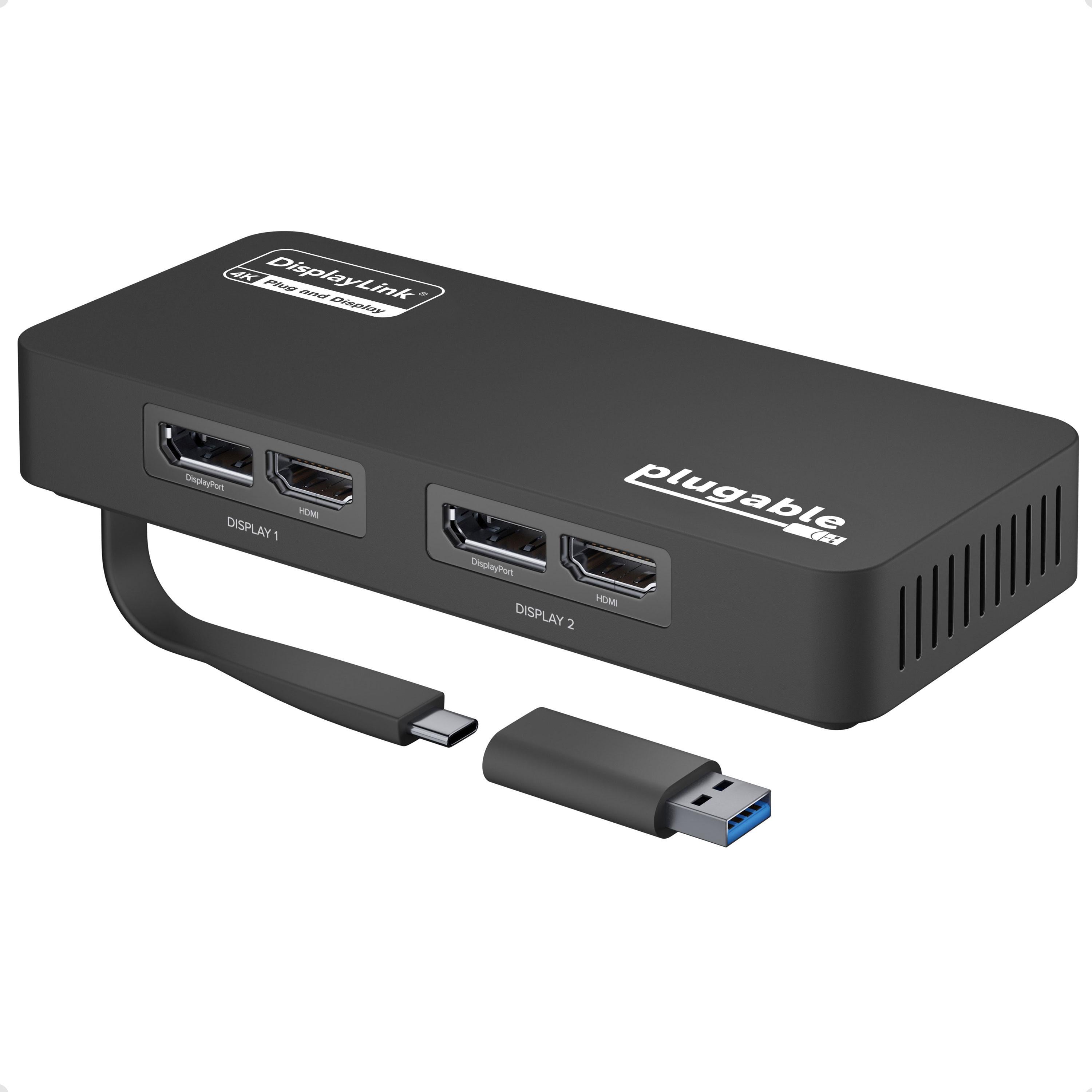 Plugable 4K DisplayPort and HDMI Dual Monitor Adapter for USB 3.0