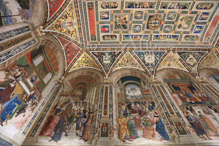 イタリア シエナ シエナ大聖堂 ピッコロミーニ図書館の壁画と天