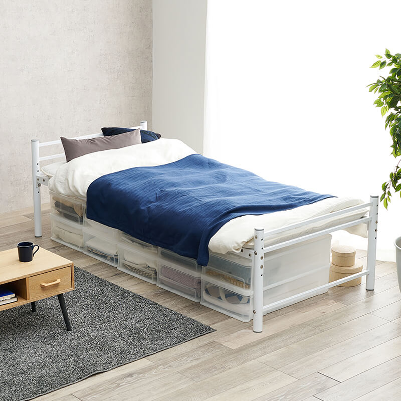 6色から選べる パイプベッド 高さ調節4段階 敷布団対応 選べる2タイプ